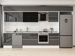 Alvinka 390X240 Cm High Gloss Mutfak Dolabı Mb-E80S50S60-3 High Gloss | Antrasit - Mdf