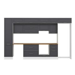 Alvinka 380X240 Cm Klasik Mebran Mutfak Dolabı Mbb-E80B50S50-1 Mebran | Antrasit - Mdf