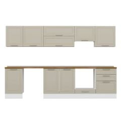 Alvinka 320X210 Cm Klasik Mebran Mutfak Dolabı M-E90S50S60-1 Mebran | Kumtaşı - Suntalam