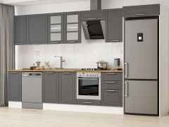 Alvinka 380X222 Cm Klasik Mebran Mutfak Dolabı Mb-E90S40S50-3 Mebran | Antrasit - Suntalam