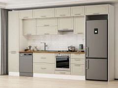 Alvinka 380X240 Cm Klasik Mebran Mutfak Dolabı Beyaz Beyaz Mbb-E80B50S50-1 Mebran | Kumtaşı - Mdf