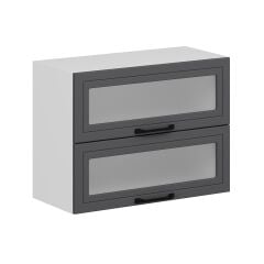 Alvinka Mutfak Modül Mbr_A Üst 2Yk1R 80-H60Cm Dolap Cam Beyaz Antrasit Mdf