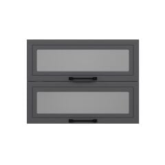 Alvinka Mutfak Modül Mbr_A Üst 2Yk1R 80-H60Cm Dolap Cam Beyaz Antrasit Mdf