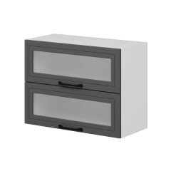 Alvinka Mutfak Modül Mbr_A Üst 2Yk1R 80-H60Cm Dolap Cam Beyaz Antrasit Mdf