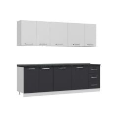 Minar 255 Cm Mutfak Dolabı Beyaz Antrasit 255-A1