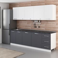 Minar 255 Cm Mutfak Dolabı Beyaz Antrasit 255-A1