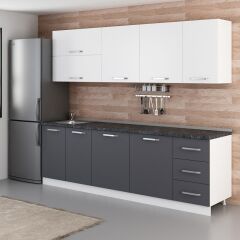 Minar 255 Cm Mutfak Dolabı Beyaz Antrasit 255-A2