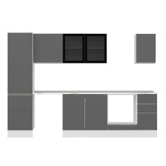 Alvinka 300X210 Cm High Gloss Mutfak Dolabı Mb-E90B50S40-3 High Gloss | Antrasit - Suntalam