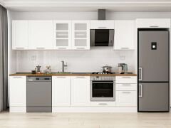 Alvinka 380X222 Cm Klasik Mebran Mutfak Dolabı Mb-E90S40S50-3 Mebran | Beyaz - Mdf