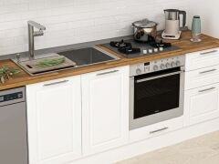 Alvinka 380X222 Cm Klasik Mebran Mutfak Dolabı Mb-E90S40S50-3 Mebran | Beyaz - Mdf