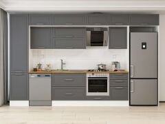 Alvinka 380X240 Cm Klasik Mebran Mutfak Dolabı Beyaz Beyaz Mbb-E80B50S50-2 Mebran | Antrasit - Suntalam