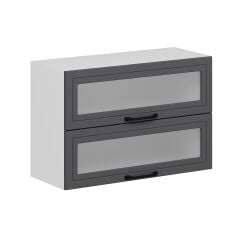 Alvinka Mutfak Modül Mbr_A Üst 2Yk1R 90-H60Cm Dolap Cam Beyaz Antrasit Mdf