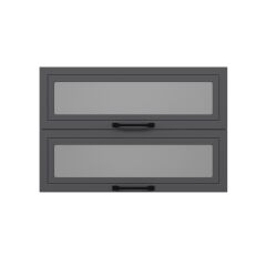 Alvinka Mutfak Modül Mbr_A Üst 2Yk1R 90-H60Cm Dolap Cam Beyaz Antrasit Mdf