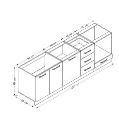 Minar 255 Cm Mutfak Dolabı Beyaz Antrasit 255-A3