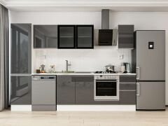 Alvinka 300X210 Cm High Gloss Mutfak Dolabı Mb-E90B50S40-3 High Gloss | Antrasit - Mdf