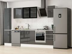 Alvinka 300X210 Cm High Gloss Mutfak Dolabı Mb-E90B50S40-3 High Gloss | Antrasit - Mdf