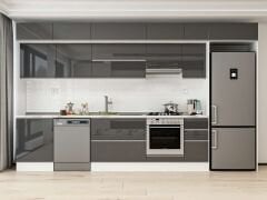 Alvinka 380X240 Cm High Gloss Mutfak Dolabı Mb-E80S60S40-1 High Gloss | Antrasit - Mdf