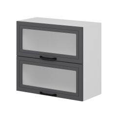 Alvinka Mutfak Modül Mbr_A Üst 2Yk1R 80-H72Cm Dolap Cam Beyaz Antrasit Suntalam