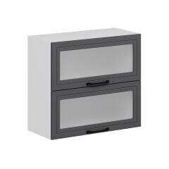 Alvinka Mutfak Modül Mbr_A Üst 2Yk1R 80-H72Cm Dolap Cam Beyaz Antrasit Mdf