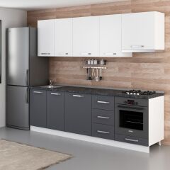 Minar 255 Cm Mutfak Dolabı Beyaz Antrasit 255-A5