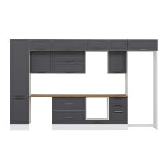 Alvinka 380X240 Cm Klasik Mebran Mutfak Dolabı Mbb-E80B50S50-2 Mebran | Antrasit - Mdf