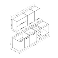 Minar 255 Cm Mutfak Dolabı Beyaz Antrasit 255-A6