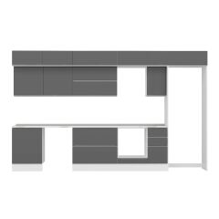 Alvinka 380X240 Cm High Gloss Mutfak Dolabı Mb-E80S60S40-2 High Gloss | Antrasit - Suntalam