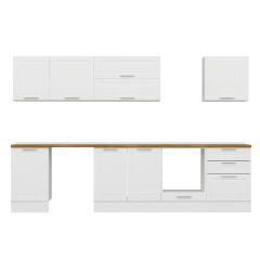 Alvinka 320X210 Cm Klasik Mebran Mutfak Dolabı M-E90S50S60-2 Mebran | Beyaz - Mdf