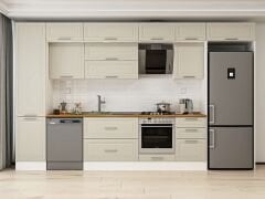 Alvinka 380X240 Cm Klasik Mebran Mutfak Dolabı Beyaz Beyaz Mbb-E80B50S50-2 Mebran | Kumtaşı - Mdf