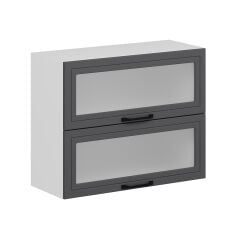 Alvinka Mutfak Modül Mbr_A Üst 2Yk1R 90-H72Cm Dolap Cam Beyaz Antrasit Mdf