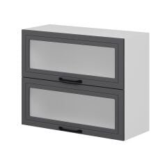 Alvinka Mutfak Modül Mbr_A Üst 2Yk1R 90-H72Cm Dolap Cam Beyaz Antrasit Mdf