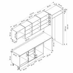 Alvinka 310X220 Cm Mbr_A Mutfak Dolabı Antrasit - Mdf