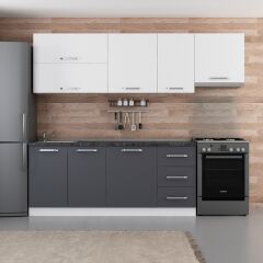 Minar 255 Cm Mutfak Dolabı Beyaz Antrasit 255-A7