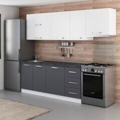 Minar 255 Cm Mutfak Dolabı Beyaz Antrasit 255-A7