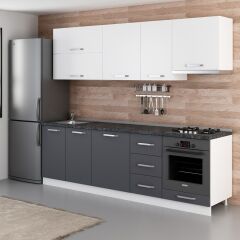 Minar 255 Cm Mutfak Dolabı Beyaz Antrasit 255-A8