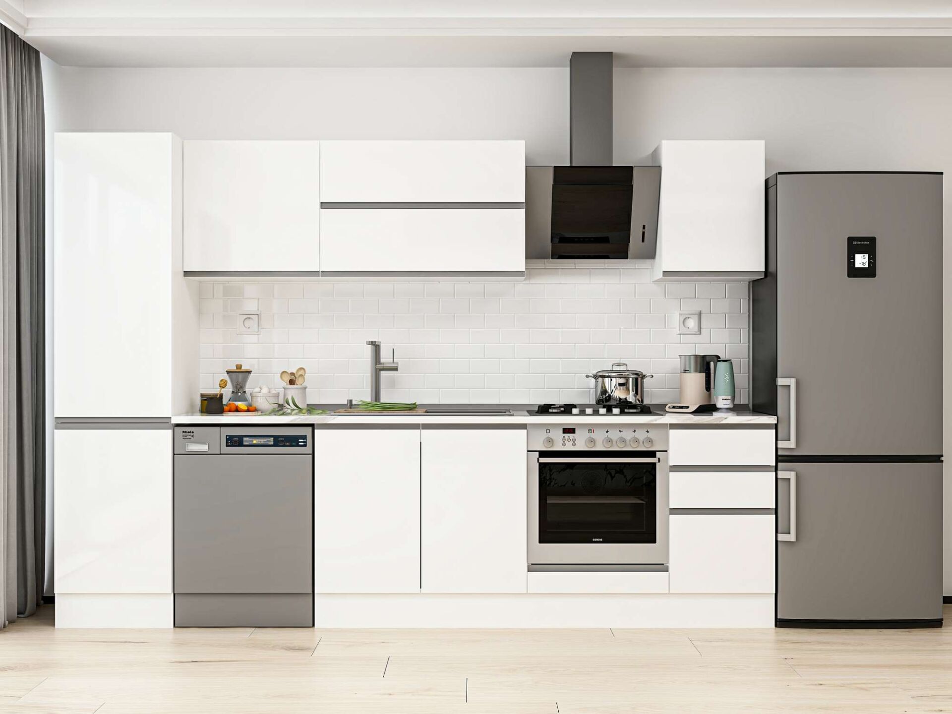 Alvinka 305X210 Cm High Gloss Mutfak Dolabı Mb-E90B50S45-2 High Gloss | Beyaz - Suntalam