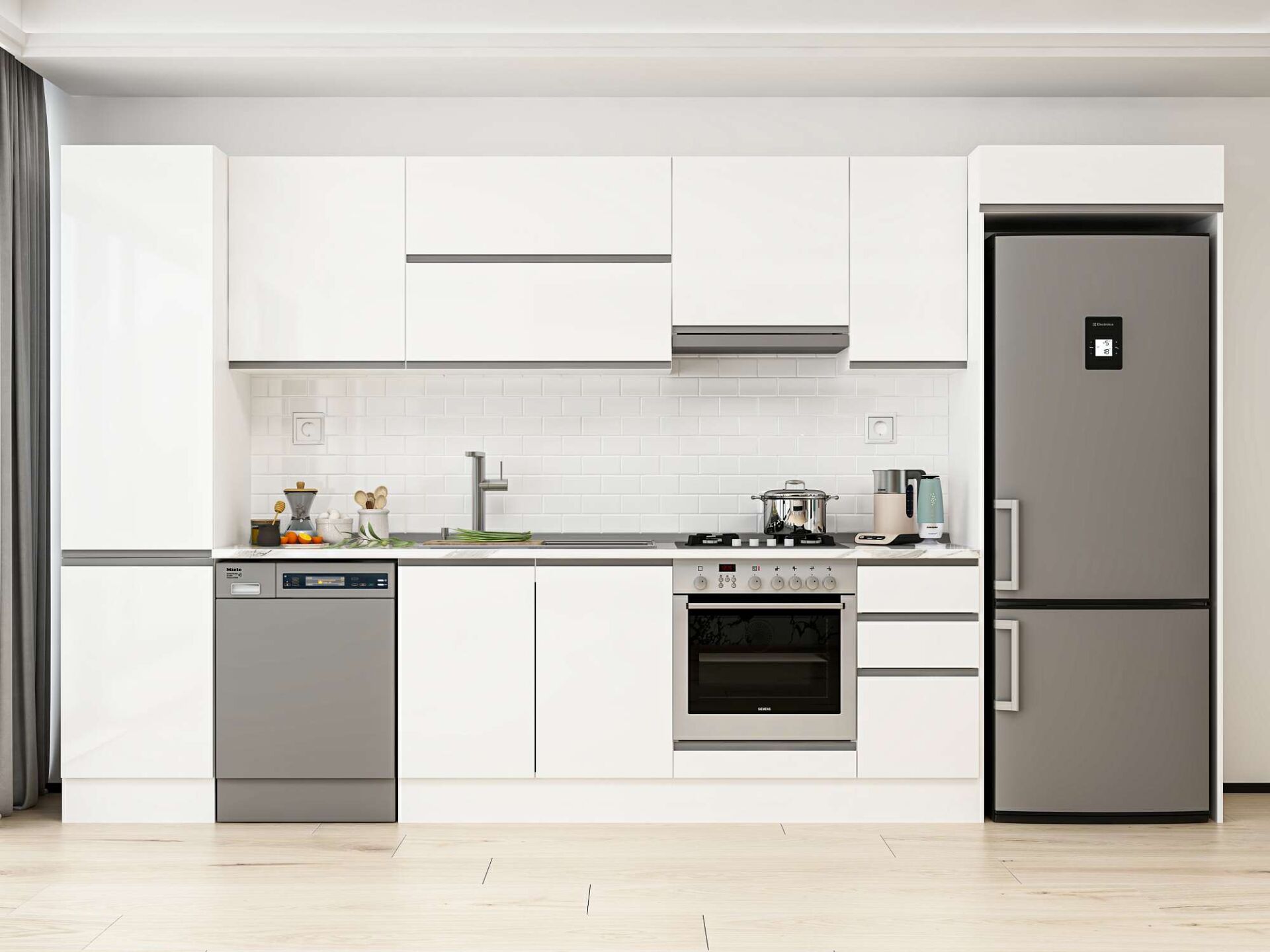 Alvinka 370X222 Cm High Gloss Mutfak Dolabı Mbb-E80B50S40-1