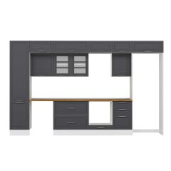 Alvinka 380X240 Cm Klasik Mebran Mutfak Dolabı Mbb-E80B50S50-3 Mebran | Antrasit - Suntalam