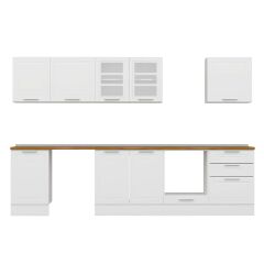 Alvinka 320X210 Cm Klasik Mebran Mutfak Dolabı M-E90S50S60-3 Mebran | Beyaz - Suntalam