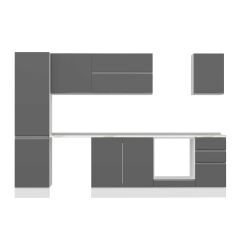 Alvinka 305X210 Cm High Gloss Mutfak Dolabı Mb-E90B50S45-2 High Gloss | Antrasit - Suntalam