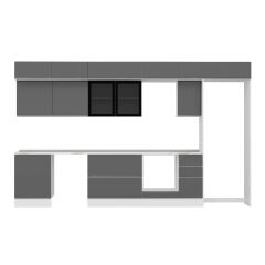 Alvinka 380X240 Cm High Gloss Mutfak Dolabı Mb-E80S60S40-3 High Gloss | Antrasit - Suntalam