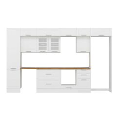 Alvinka 380X240 Cm Klasik Mebran Mutfak Dolabı Mbb-E80B50S50-3 Mebran | Beyaz - Mdf