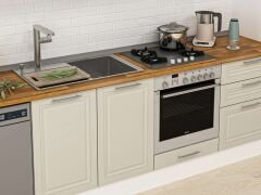 Alvinka 390X222 Cm Klasik Mebran Mutfak Dolabı Mb-E90S40S60-1 Mebran | Kumtaşı - Mdf