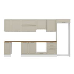 Alvinka 390X222 Cm Klasik Mebran Mutfak Dolabı Mb-E90S40S60-1 Mebran | Kumtaşı - Mdf