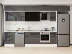 Alvinka 380X240 Cm High Gloss Mutfak Dolabı Mb-E80S60S40-3 High Gloss | Antrasit - Mdf