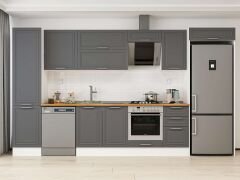 Alvinka 385X222 Cm Klasik Mebran Mutfak Dolabı Beyaz Beyaz Mbb-E90B50S45-2