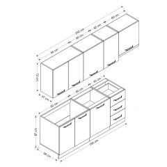 Minar 255 Cm Mutfak Dolabı Beyaz Dore 255-D4