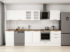 Alvinka 320X210 Cm Klasik Mebran Mutfak Dolabı M-E90S50S60-3 Mebran | Beyaz - Mdf