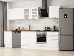 Alvinka 320X210 Cm Klasik Mebran Mutfak Dolabı M-E90S50S60-3 Mebran | Beyaz - Mdf