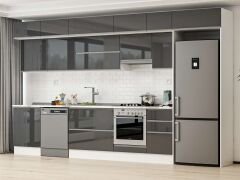 Alvinka 385X240 Cm High Gloss Mutfak Dolabı Mb-E80S60S45-1 High Gloss | Antrasit - Suntalam